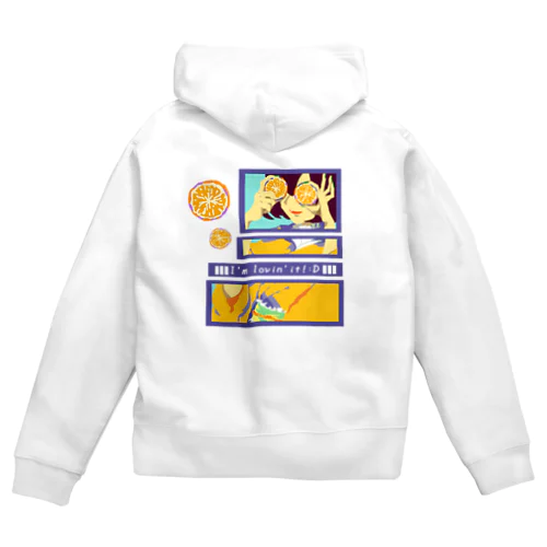 [バックプリント]【I'm lovin' it! :D -orange-】 Zip Hoodie