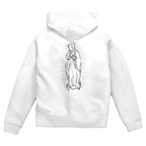 聖母マリア　デザイン　前面タイプ　線画デザイン Zip Hoodie