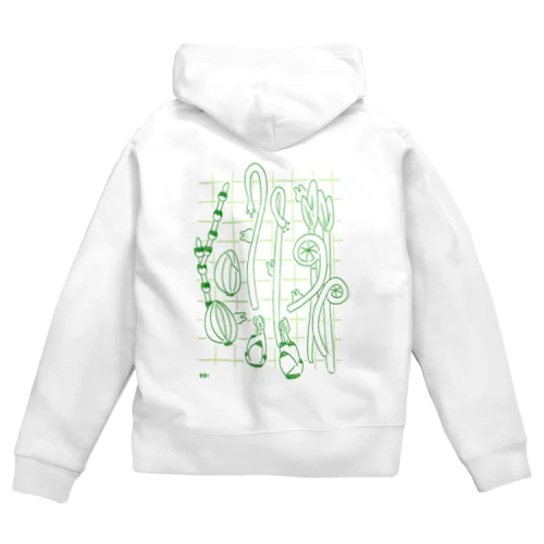 山菜とちいさいうさぎ Zip Hoodie