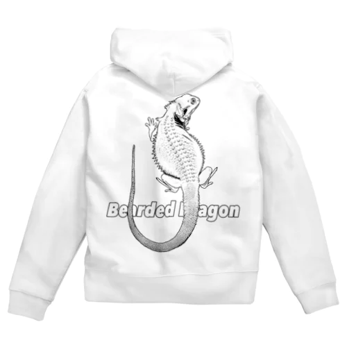 フトアゴヒゲトカゲ（白黒） Zip Hoodie