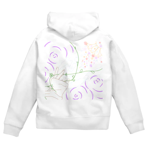 線画 温かみのある絵 Zip Hoodie