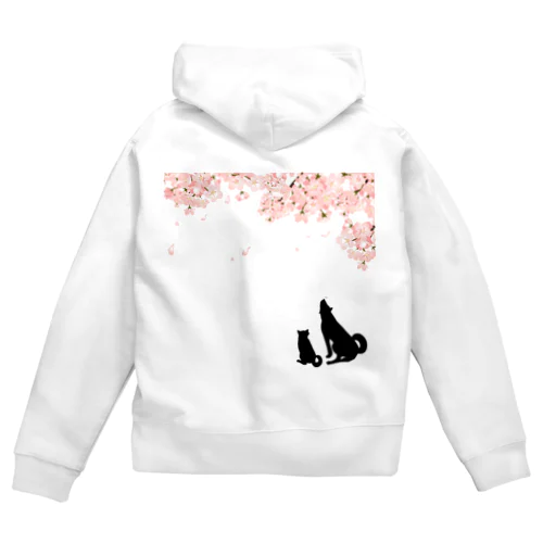 桜とわんこ Zip Hoodie