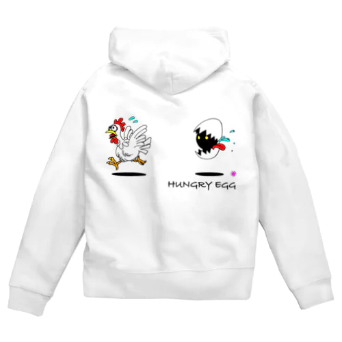 『Hungry egg』シリーズ・「逃げろ‼︎」 Zip Hoodie