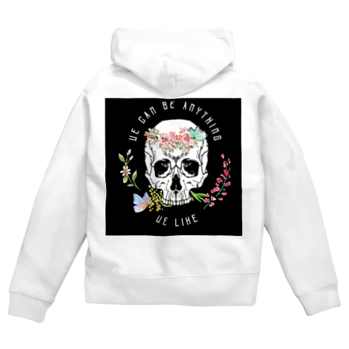 スカルお花＆ちょうちょシリーズ Zip Hoodie