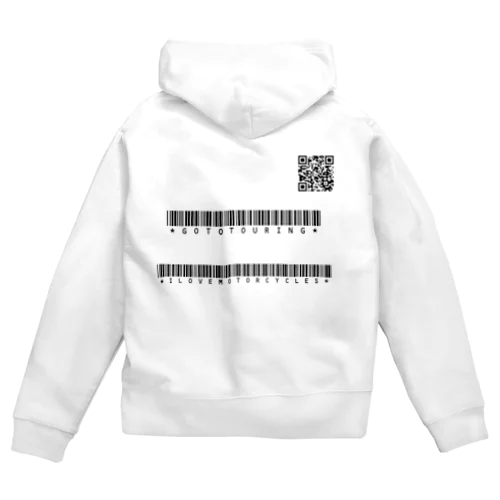 バイク好きな人のためのバーコード(バッグプリント無し) Zip Hoodie