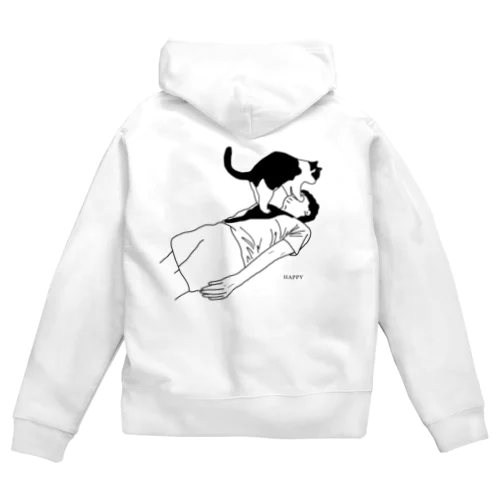 猫吸い Zip Hoodie