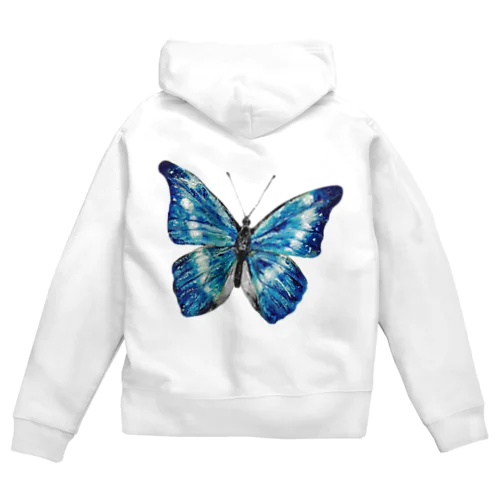 油彩画「Blue butterfly」 Zip Hoodie