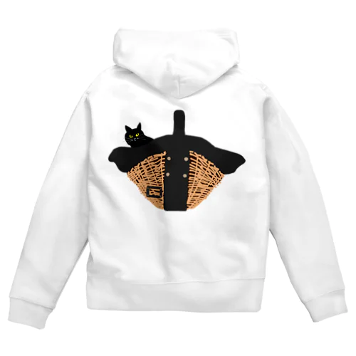 カゴバッグと黒猫 Zip Hoodie