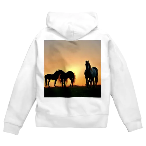 夕陽の中の馬 Zip Hoodie