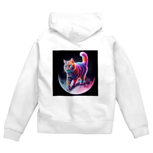 ムーンキャット【月で暮らす猫】 Zip Hoodie