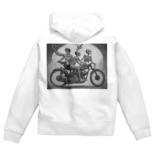 ドクロとバイク Zip Hoodie