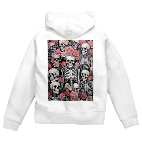 薔薇とドクロ Zip Hoodie