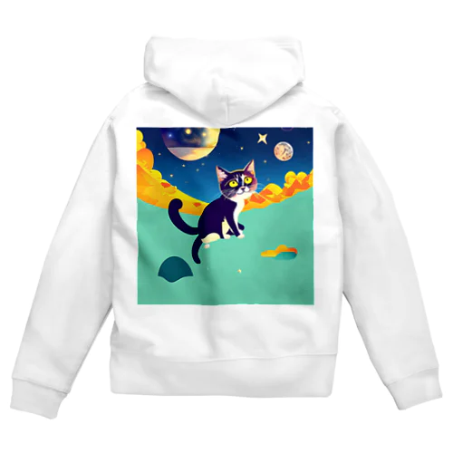 猫の考えと上の空 Zip Hoodie