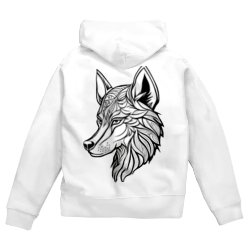 トライバルウルフ Zip Hoodie