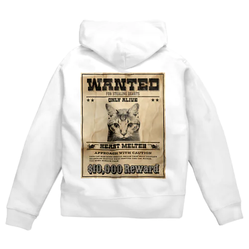 WANTED ハート泥棒（舌をだす猫） ジップパーカー