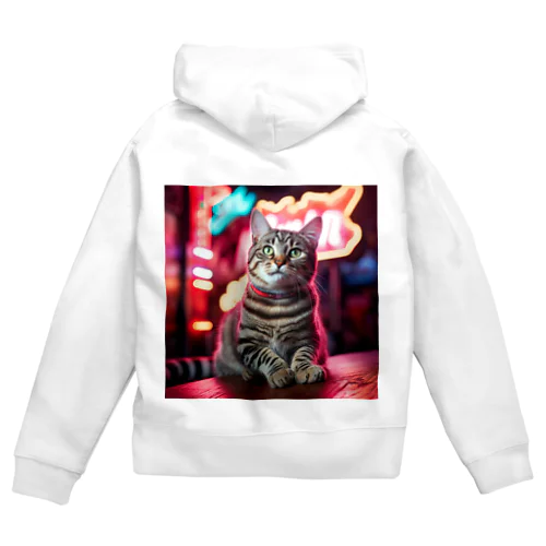 アメリカンショートヘア#3【ネオンストリートcat】 Zip Hoodie