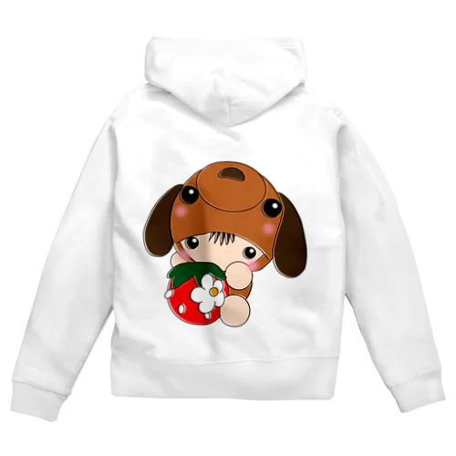 イチゴ抱っこ・ダックスの着ぐるみベビーちゃん Zip Hoodie