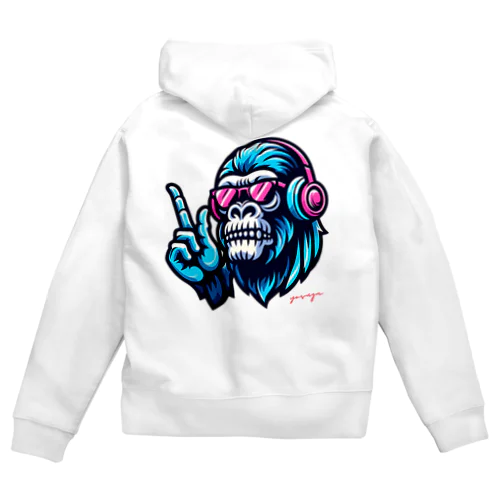 テクノ系ゴリラ Zip Hoodie