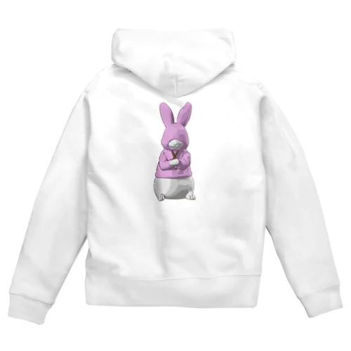 パーカーぎゅう～うさぎ ピンク Zip Hoodie