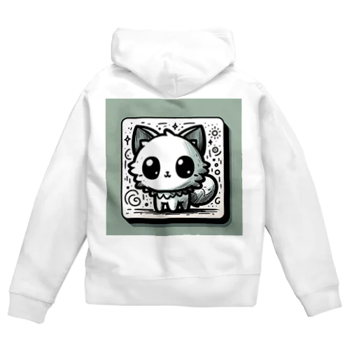 落書きにゃんこシリーズ　コースターっぽい猫 Zip Hoodie