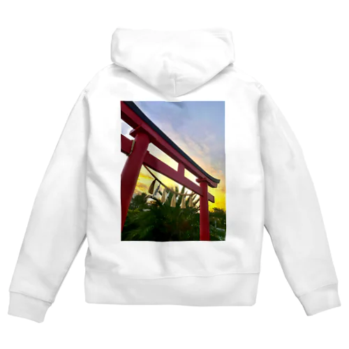 夕陽に映える紅色の鳥居 Zip Hoodie