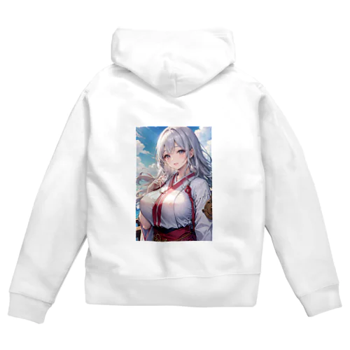 巫女姿のママ Zip Hoodie