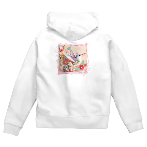 パステルカラーのハチドリ💞 Zip Hoodie