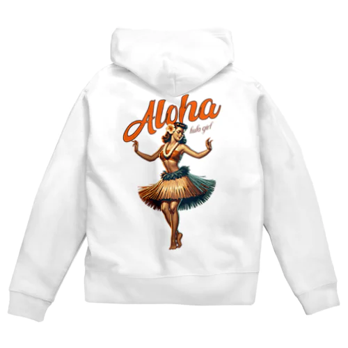 ビンテージアロハフラガール Vintage Aloha Hula Gril in Hawaii Zip Hoodie