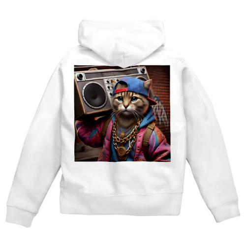 Street Vibes Cat - 90’s Hip-Hop Icon Zip Hoodie