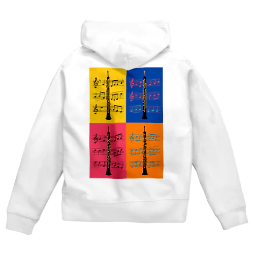 楽器ポップアート風オーボエ Zip Hoodie
