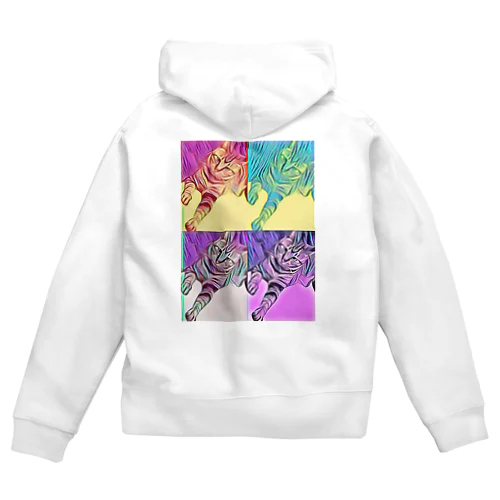 アート風猫ちゃん Zip Hoodie