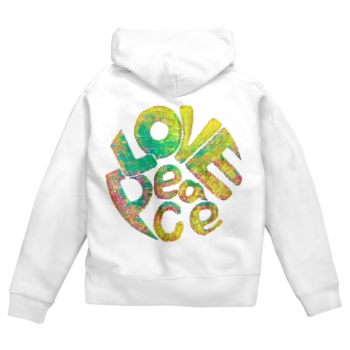 Love Peace カラー 1 Zip Hoodie
