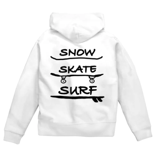 Snow Skate Surf Zip Hoodie