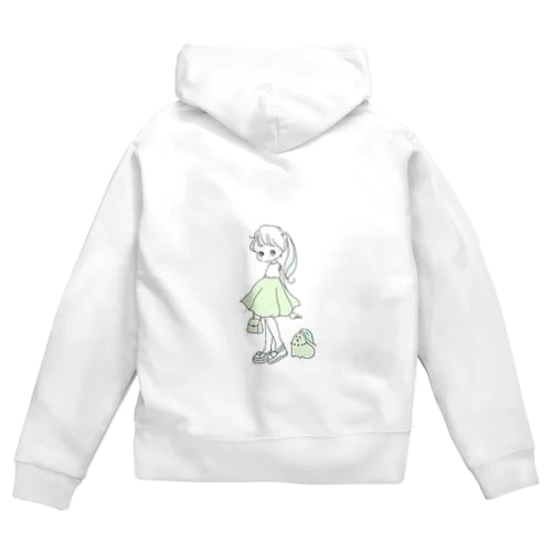 CAHO イラスト　ゆるカワ女の子 Zip Hoodie