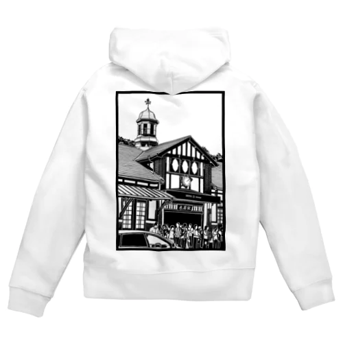 ありがとう原宿駅（切り絵風・枠付） Zip Hoodie