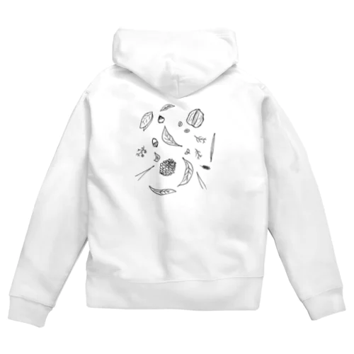 森の調べ　モノクロ Zip Hoodie