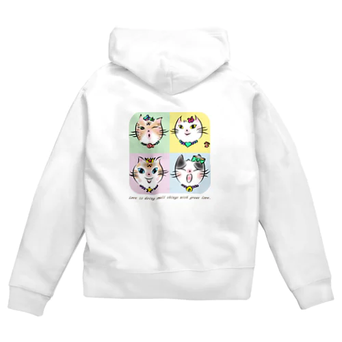 保護猫　名言１小さな愛 Zip Hoodie