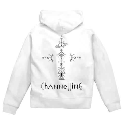 宇宙からの交信。CHANNELING.A 黒 Zip Hoodie