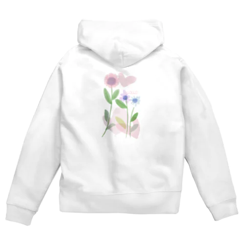 やさしいお花ちゃんとハート Zip Hoodie