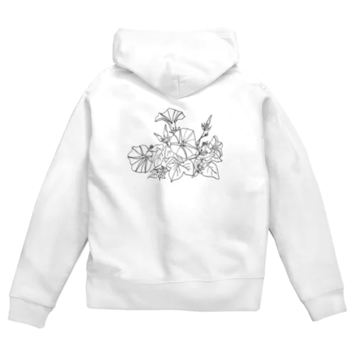 あさがお　モノクロ Zip Hoodie