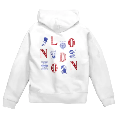 🌍 世界のまち 🇬🇧 イギリス・ロンドン (レッド) Zip Hoodie