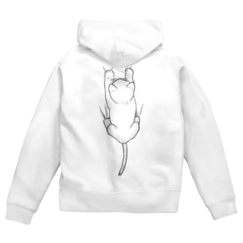 着ると背中に猫がしがみつく Zip Hoodie