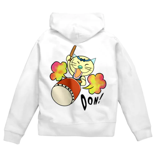 太鼓のドラ　背面プリント Zip Hoodie