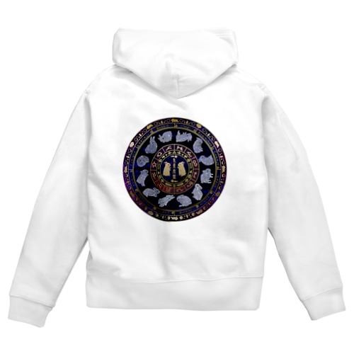 兎星座盤彩色 Zip Hoodie