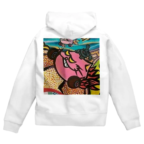 ニャッハGoGoGo点描背景バージョン Zip Hoodie