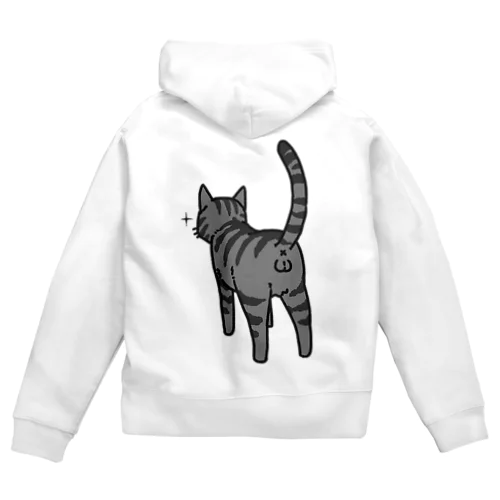 ねこけつω（サバトラ、背面） Zip Hoodie