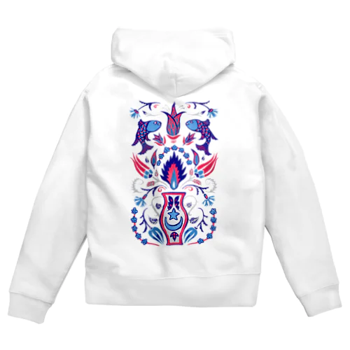 🇹🇷トルコのイズニックタイル【ラピスラズリ】 Zip Hoodie