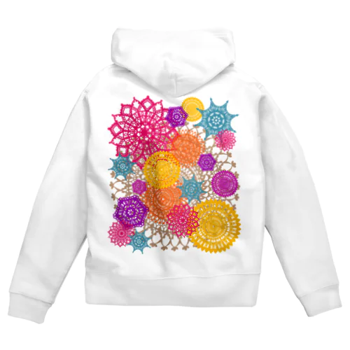 レースのお花畑 トロピカルカラー Zip Hoodie