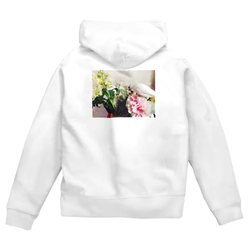 花束とごましお文鳥のゴマ Zip Hoodie