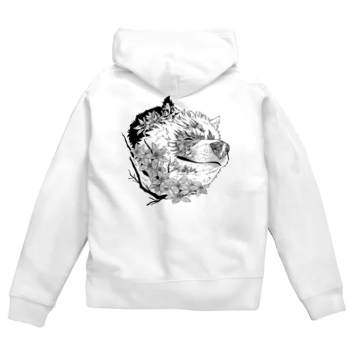 サモエドさくら（ヒルシュ風） Zip Hoodie